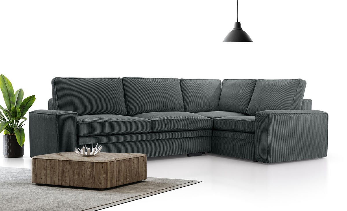 ROHOVÁ SOFAS FJORDI s funkcí spaní, Tmavě šedá - tmavě šedá, textil (296/196cm) - Fedve