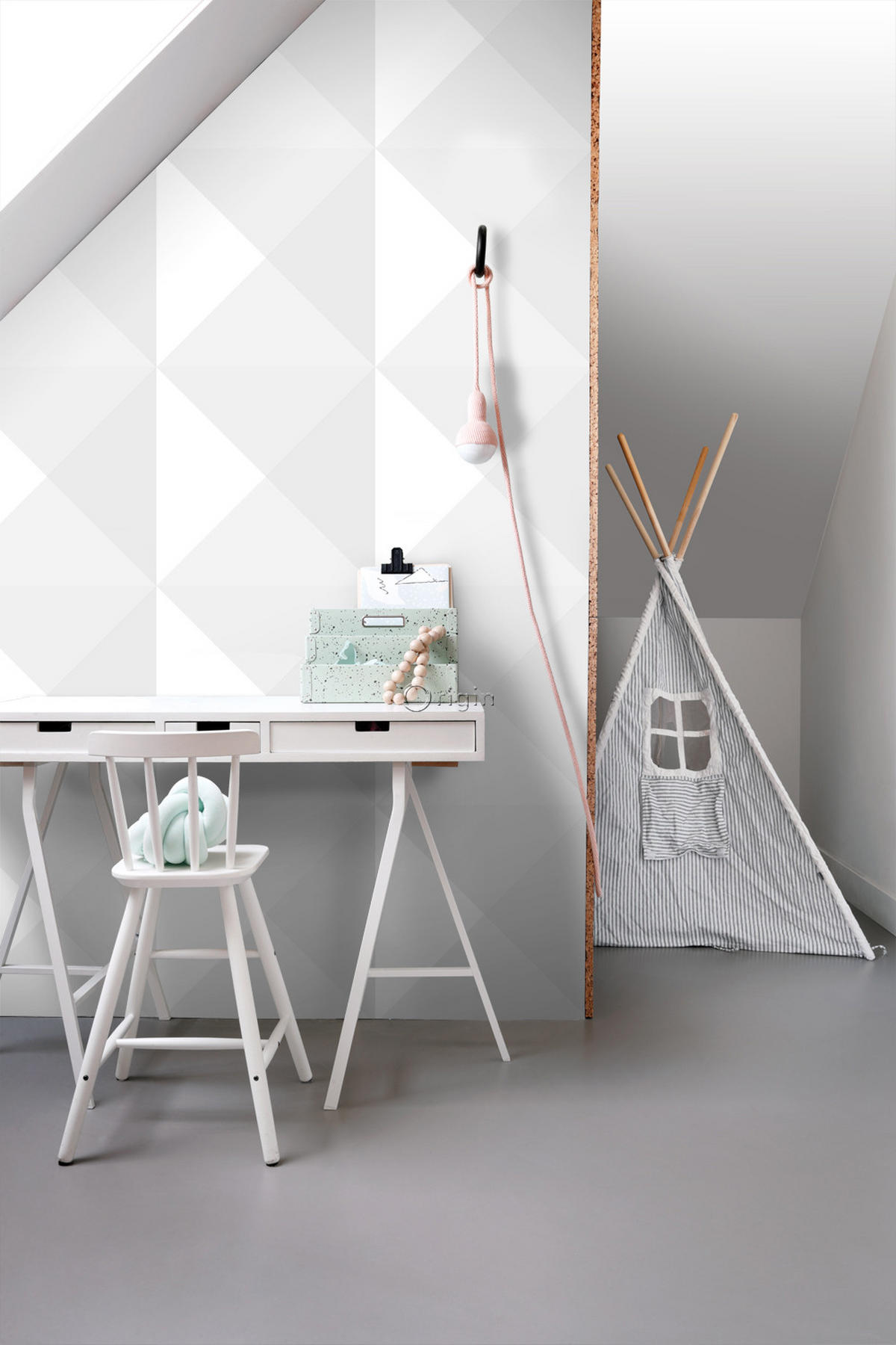 TAPETE große Dreiecke 53 cm x 10.05 m - Grau, Papier (53/0.1cm) - Origin Wallcoverings