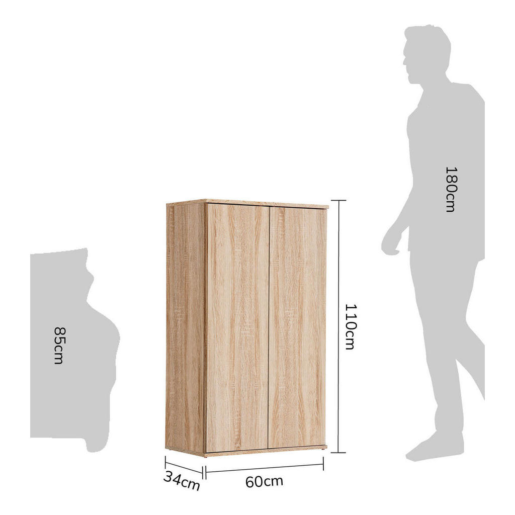 Thumbnail - Mokebo Mehrzweckschrank, Sonoma Eiche, Holzwerkstoff, 2 Fächer, 60x110x34 cm, Waschküche, Mehrzweckschränke