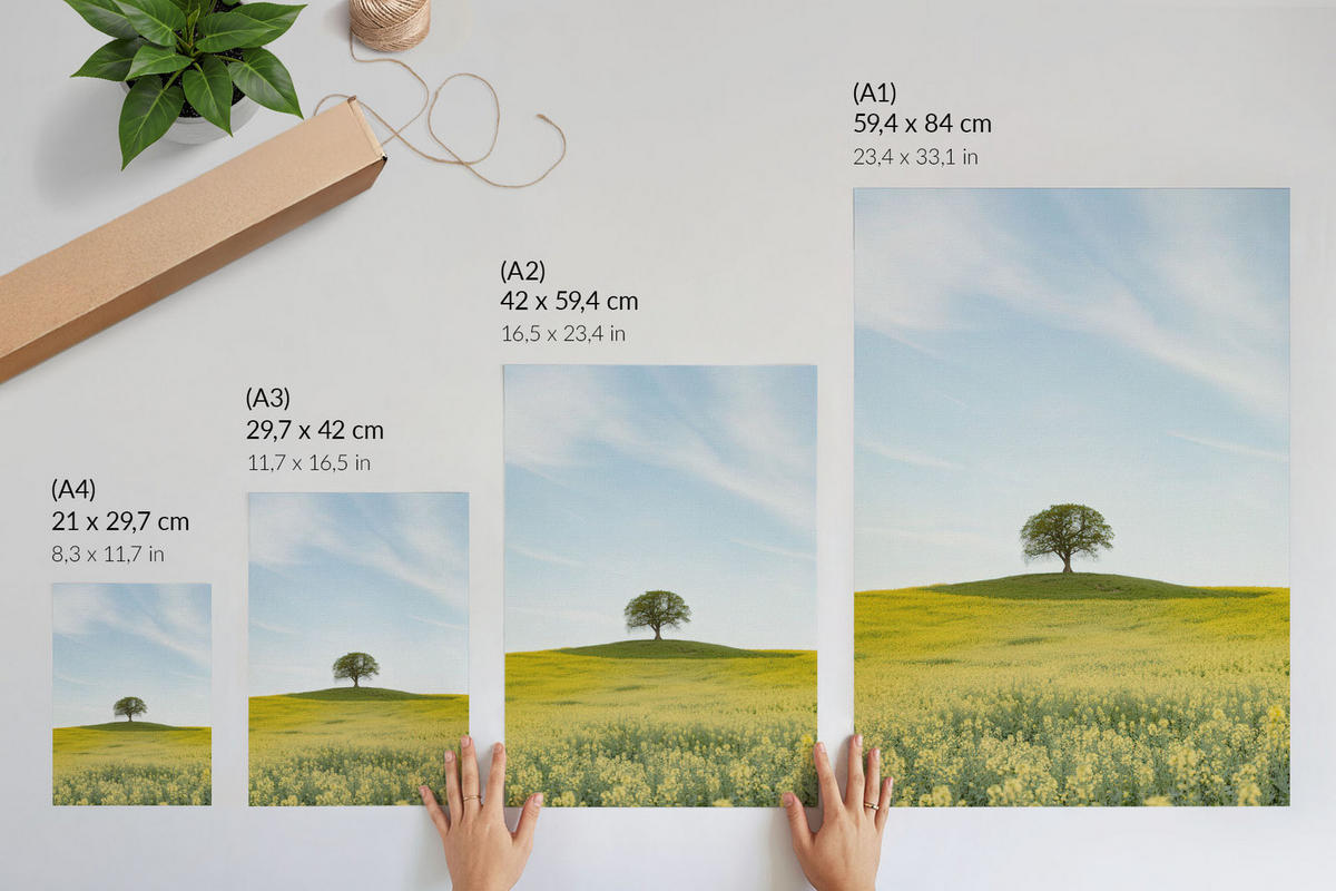 POSTER - 21x29 cm - digitalPhoto - Einsamer Baum - Gelb, Textil (21/29.7/0.1cm) - TULUP