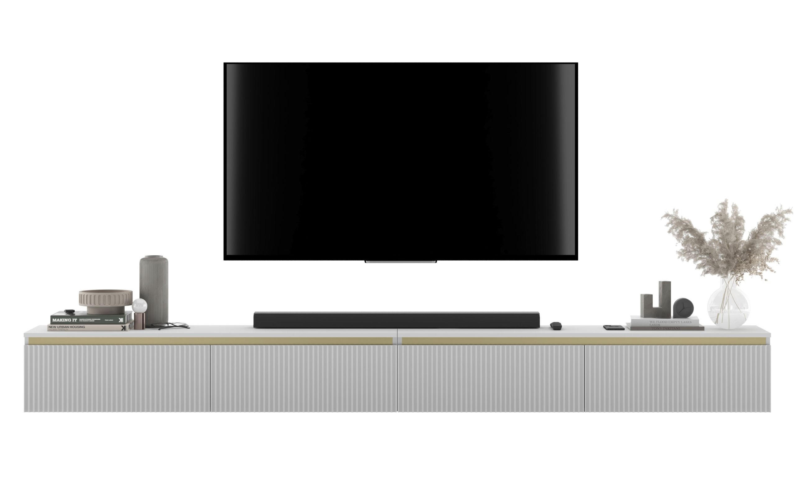TV-LOWBOARD 2-er Set Selene Weiß Matt Glamour 140 cm - Weiß, Holzwerkstoff (280/30/35cm) - Meble Lindner