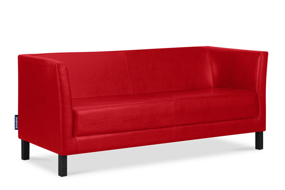 3-SITZER-SOFA ESPECTO Lederoptik, rot - Rot/Schwarz, Textil (67/71/171cm) - KONSIMO®