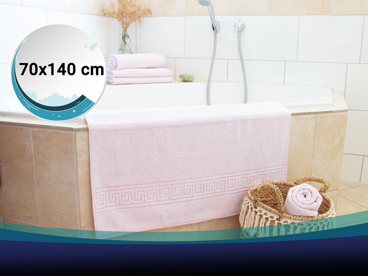 DUSCHTÜCHER, 5er-Set, 70x140 cm, 80% Baumwolle, 20% Polyester, Rosa - Rosa, Naturmaterialien (70/140cm) - Zollner