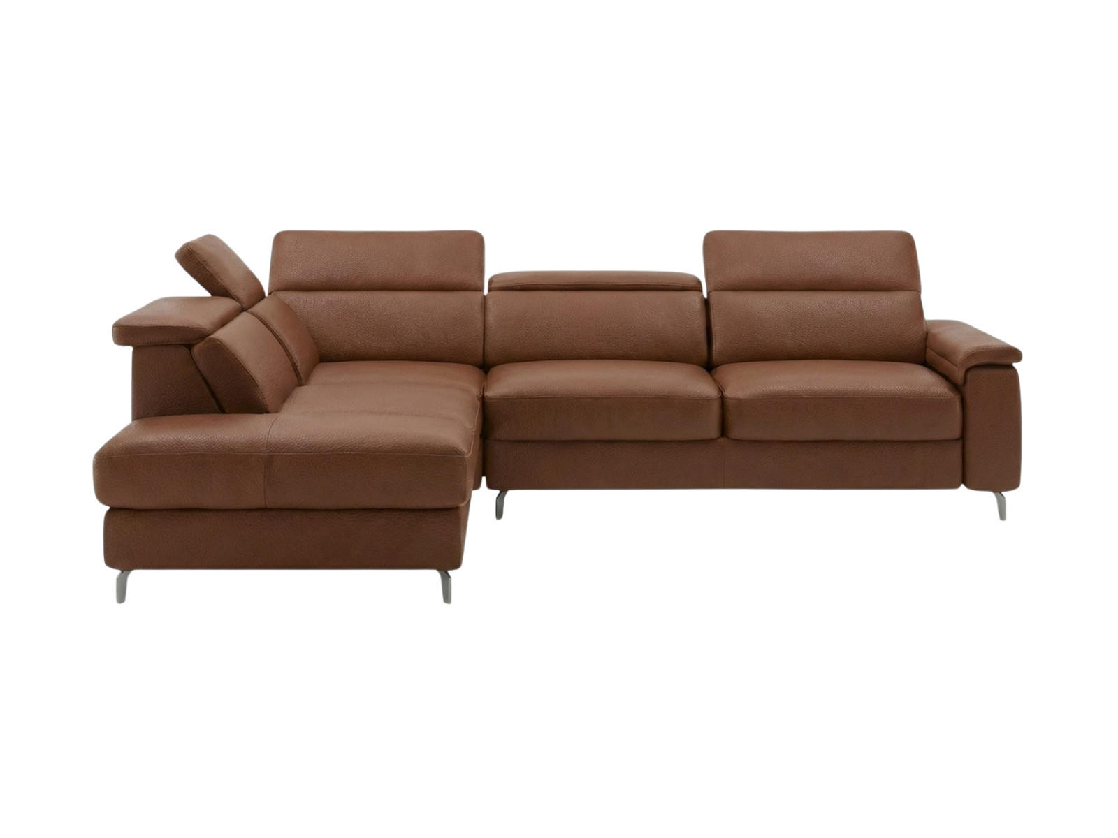 ECKSOFA Ambassador Echtleder Cognacbraun - Cognac, Leder/Metall (224/272cm)