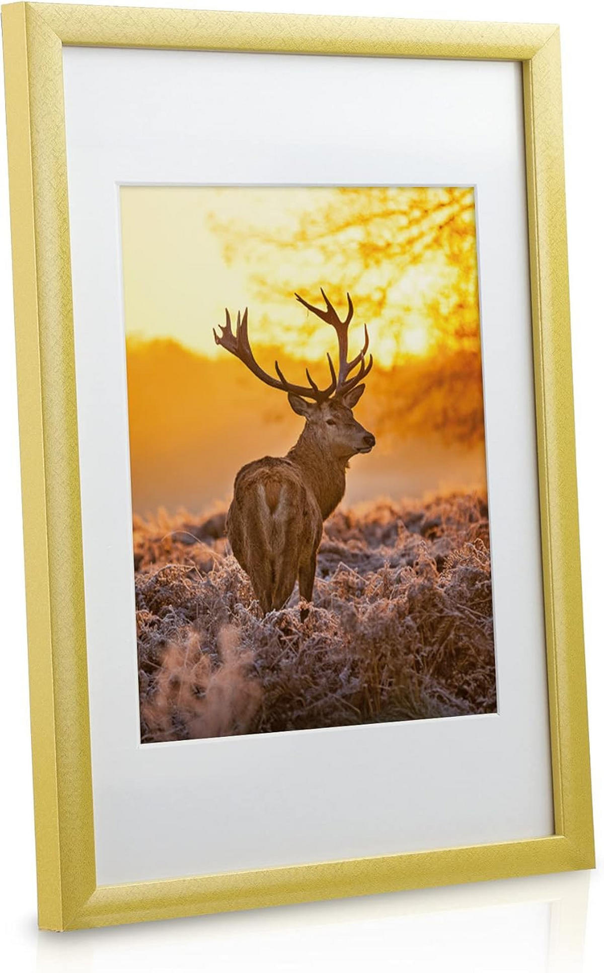 BILDERRAHMEN Passion Holz Gold 18tlg - Goldfarben, Holz (25/28/37cm) - BoMoe