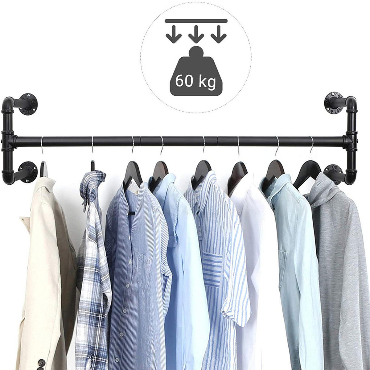 KLEIDERSTANGE 2ER-SET - Schwarz, Metall (110cm) - Hansiro