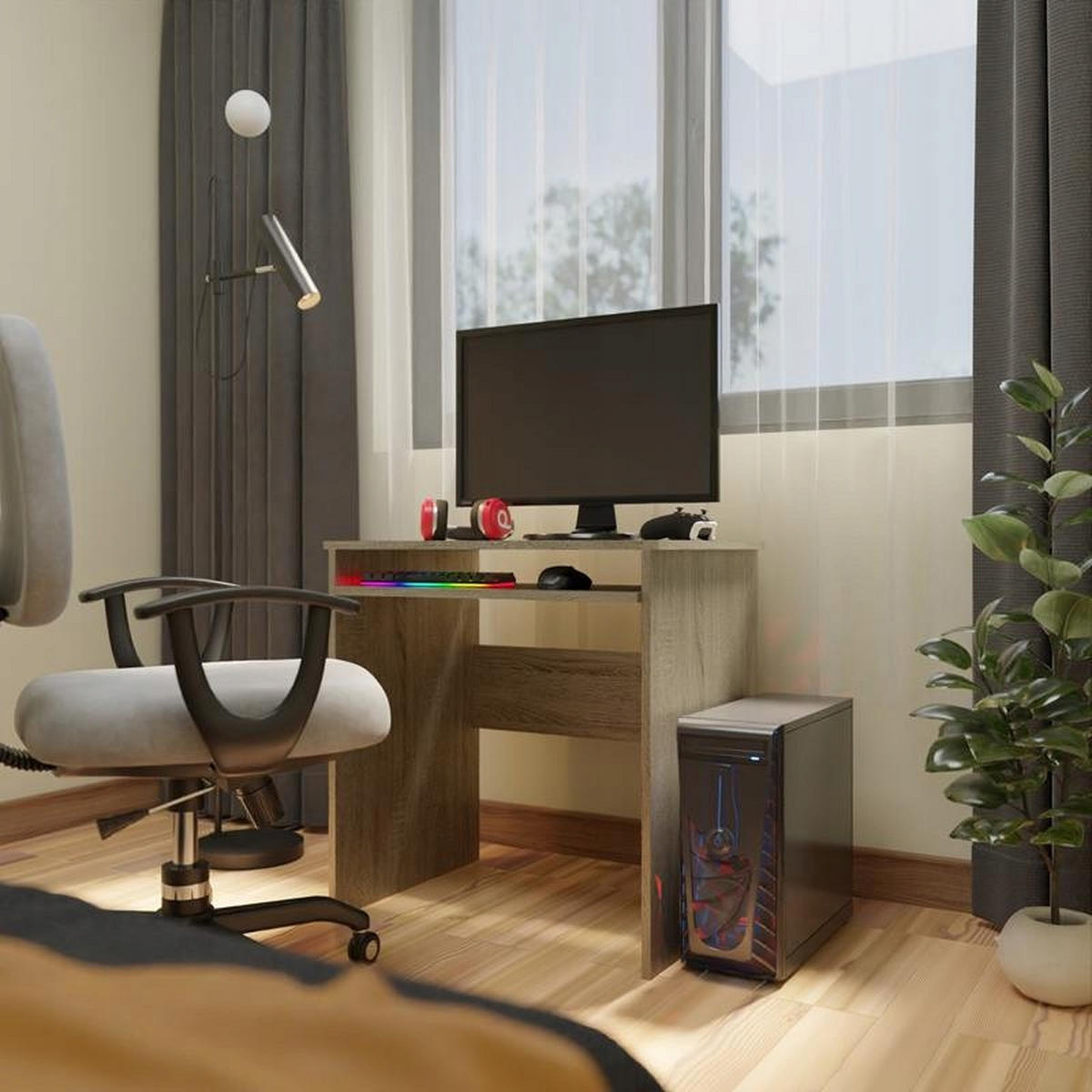 SCHREIBTISCH EX3 ausziehbar Sonoma Eiche 70/51/76 cm - Sonoma Eiche, Holzwerkstoff (51/70/76cm) - Matkam Möbel