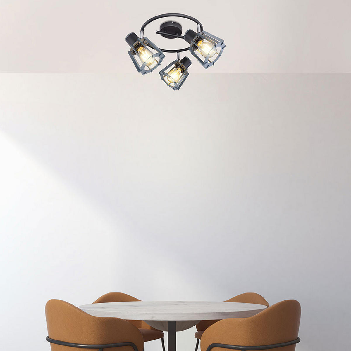 LED DECKENLEUCHTE Metall Holz Schwarz 3-Flammig - Schwarz, Holz (28/28/18cm)