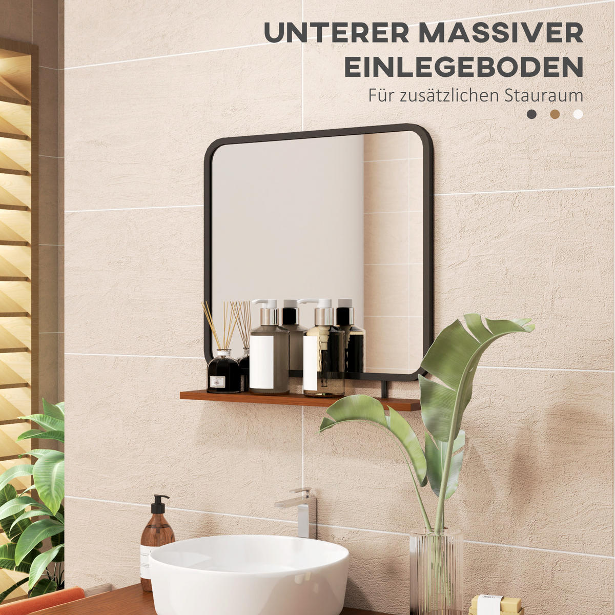 WANDSPIEGEL 55 x 55,5 cm, Schwarz - Schwarz, Glas (55/55.5/10cm) - HOMCOM