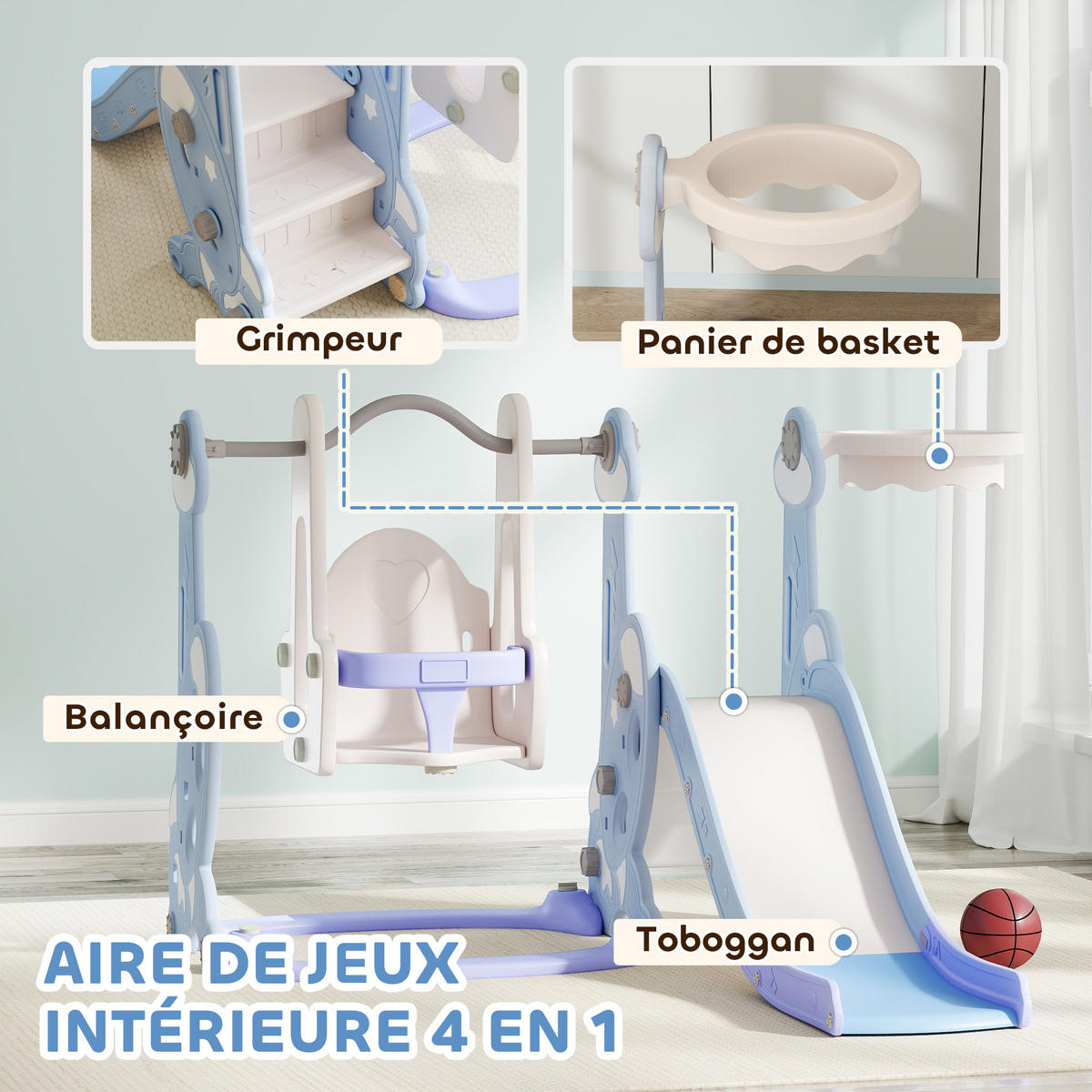KINDERRUTSCHE DE-17978 Hellblau - Hellblau, Kunststoff (160/107/147.5cm) - ComfortXL