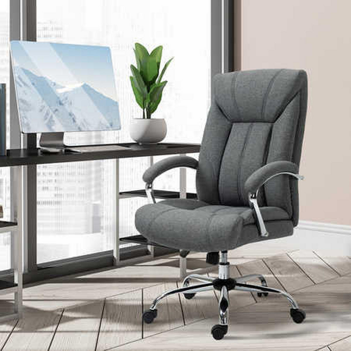 BÜROSTUHL mit Wippfunktion Höhenverstellbarer Schreibtischstuhl Drehstuhl Stahl - Grau, Kunststoff (78/118/65cm) - Vinsetto