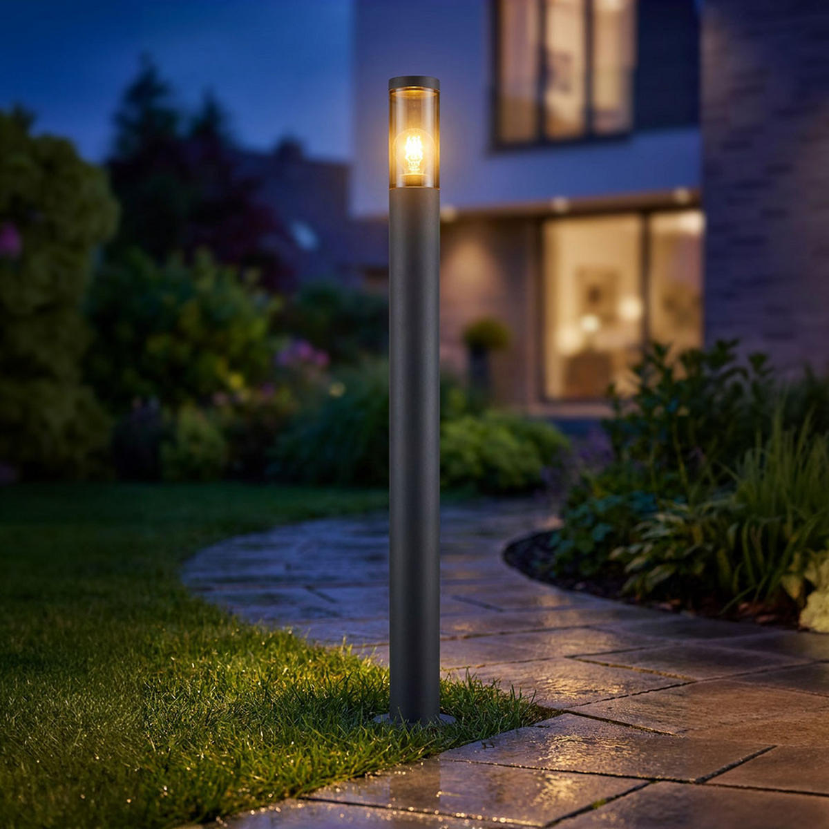 STEHLEUCHTE Edelstahl Anthrazit rauchig - Anthrazit, Metall (12.7/12.7/110cm) - Globo Lighting