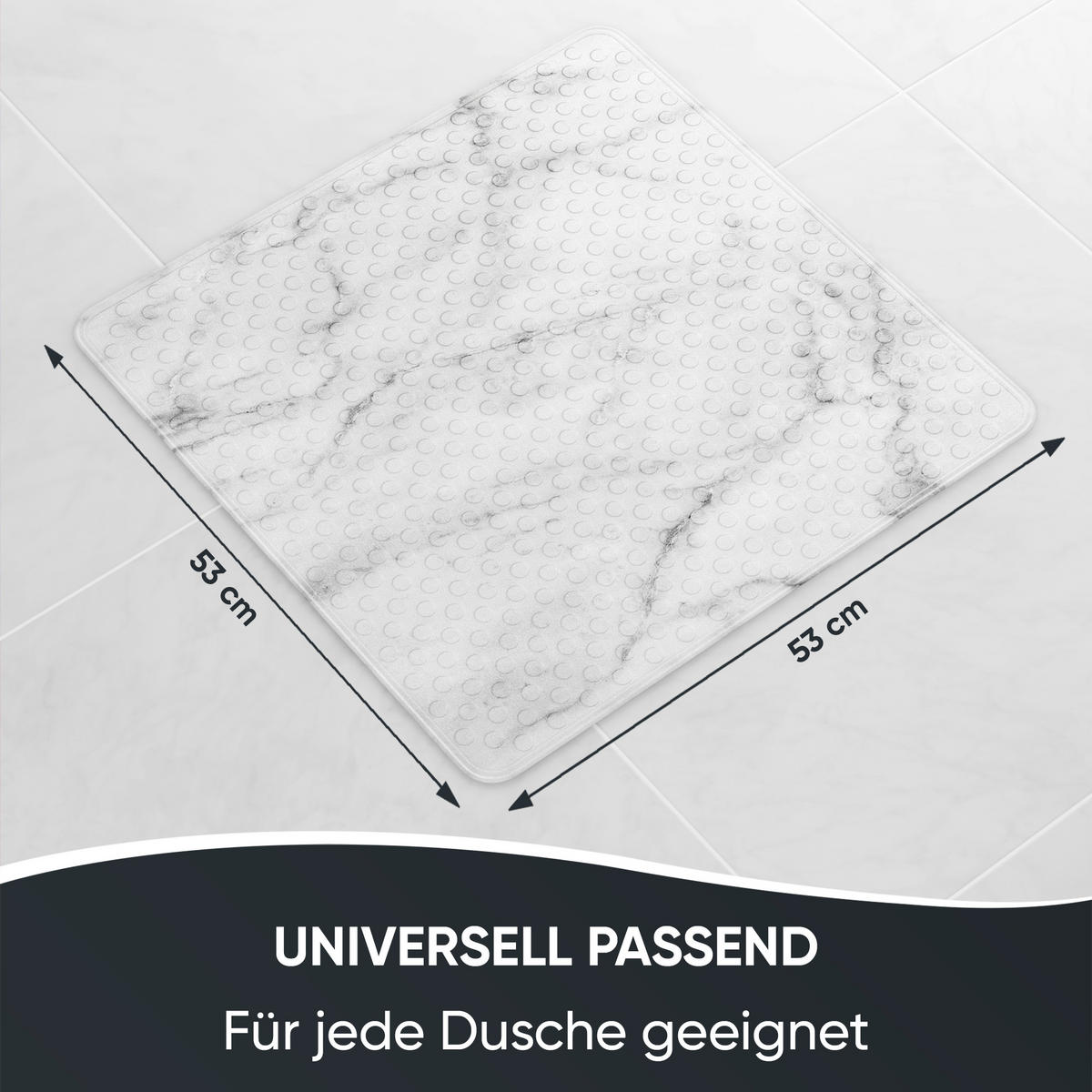 BADEMATTE Marmor - Weiß, Kunststoff (53/53cm) - Sanilo