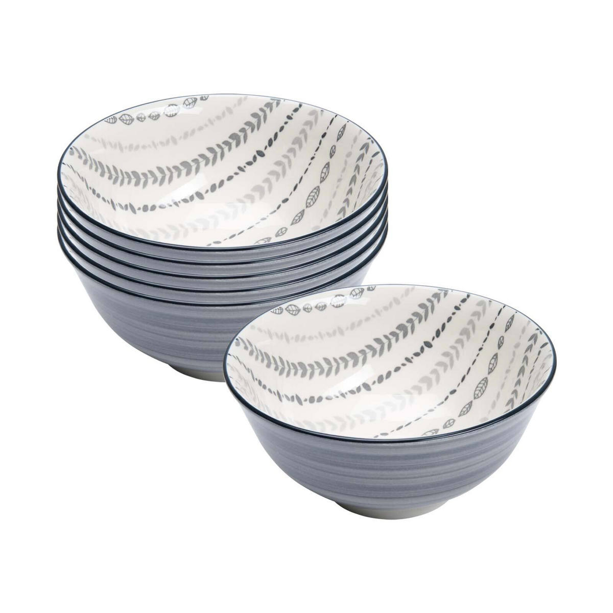 MÜSLISCHALEN Sendai Ranke grau ø 15,5 cm 6er Set - Grau, Keramik (15.5cm) - Ritzenhoff Breker