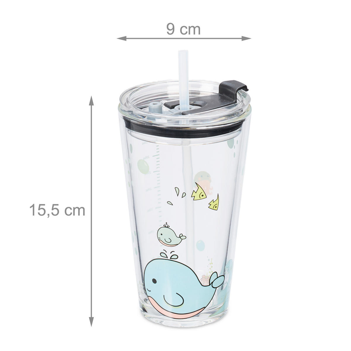 GLAS Transparent turkos rosa 4-pack valmotiv - Transparent, Glas/Plast (1.8L) - Relaxdays