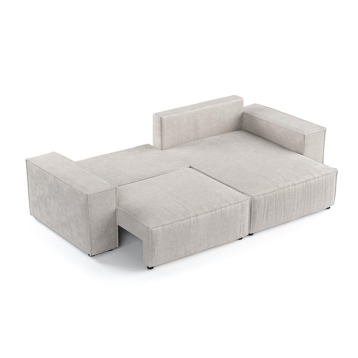 ROHOVÁ SEDAČKA CAVO, textil, Světle béžová - černá/béžová, dřevo/kompozitní dřevo (255/148cm) - AltaBeds