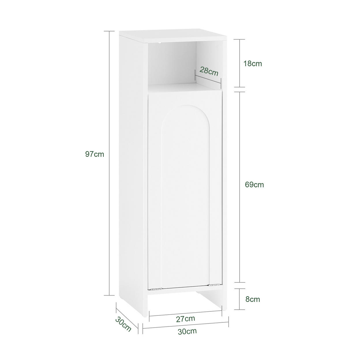 WÄSCHESCHRANK Weiß - Weiß, Holzwerkstoff (30/97/30cm) - SoBuy