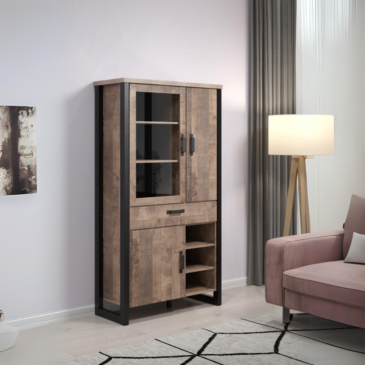 VITRINE Emile Eiche Dekor - Eichefarben, Holzwerkstoff (106/106/195cm) - ebuy24