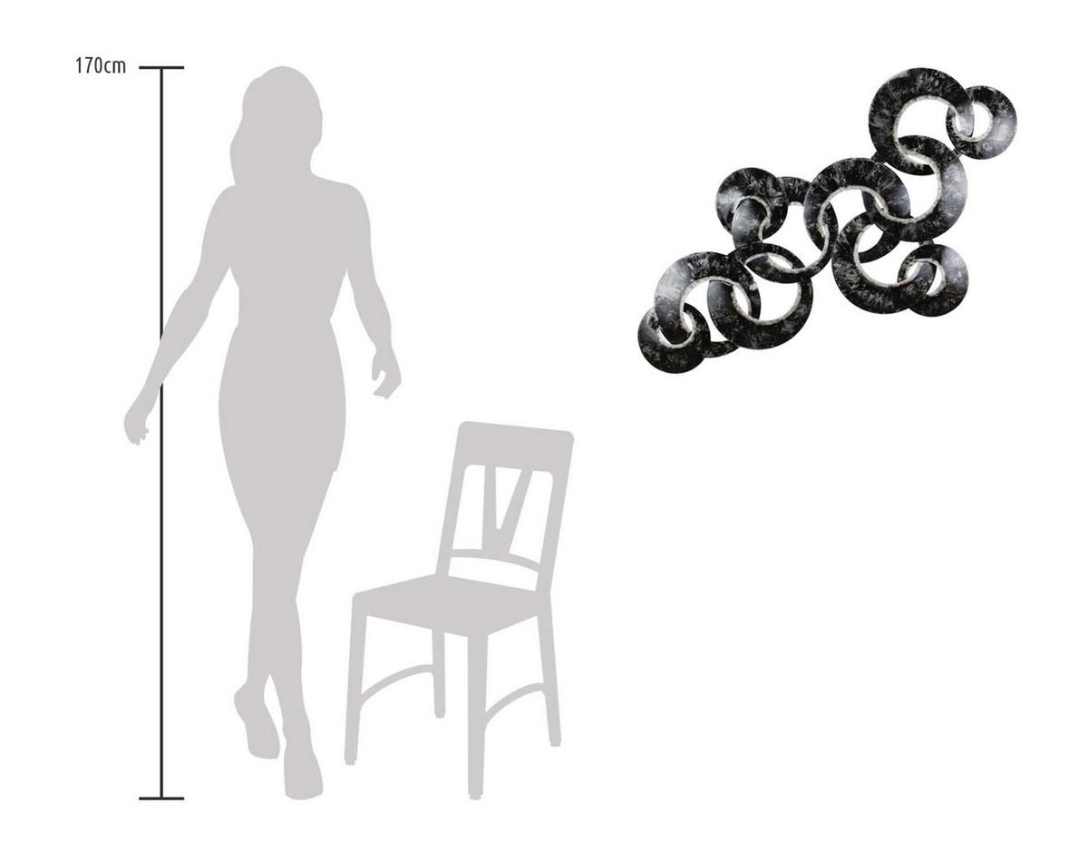 WANDDEKO Schwarz-Weiß 107/61 cm - Schwarz, Metall (3.1/61/7cm) - KUNSTLOFT