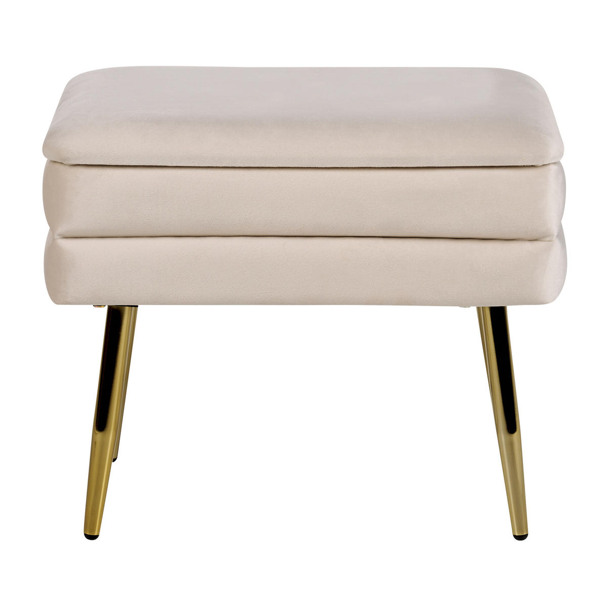 TRUHENBANK Hellbeige Odessa - Beige/Goldfarben, Textil (49/42/34cm) - Beliani