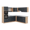 ECKKÜCHE R-Line Schwarz Beton/Goldkraft Eiche 237 x 247 cm AP Marmor - Eiche Wotan/Schwarz, Holzwerkstoff (247/81.6/60cm) - Vicco