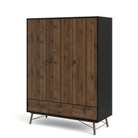 KLEIDERSCHRANK Walnuss Dekor - Schwarz, Holzwerkstoff (150/200/60cm) - ebuy24