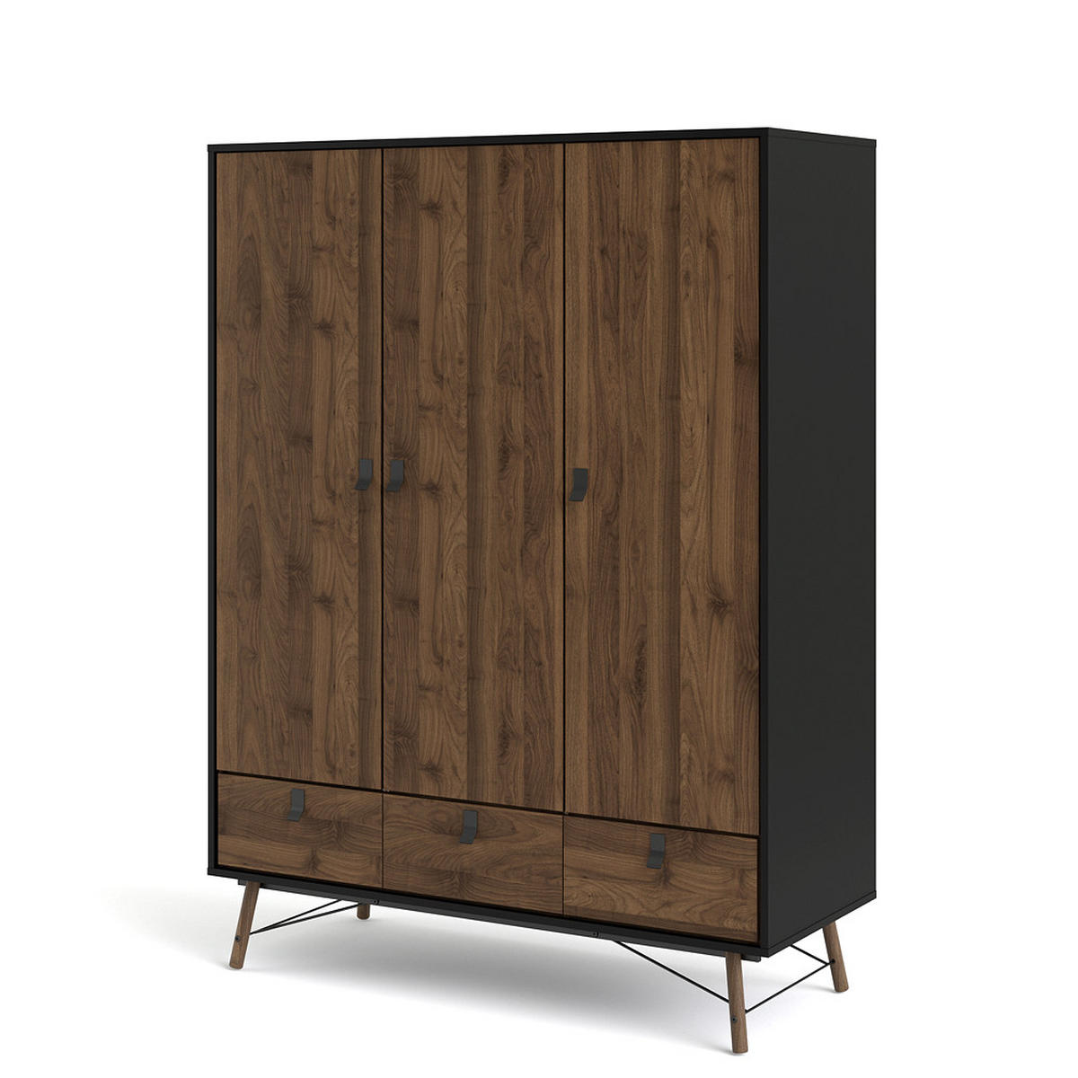 KLEIDERSCHRANK Walnuss Dekor - Schwarz, Holzwerkstoff (150/200/60cm) - ebuy24