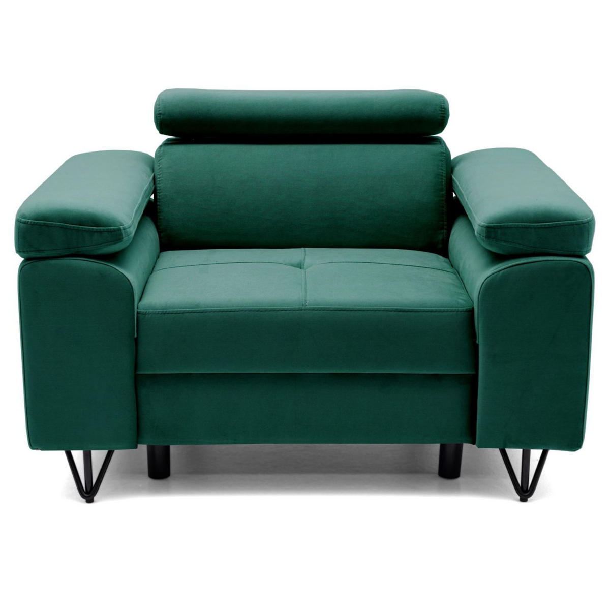 SESSEL JUNIOR mit verstellbare Kopfstütze Velours Dunkelgrün - Dunkelgrün/Schwarz, Holz/Textil (116/90/92cm) - Muffo