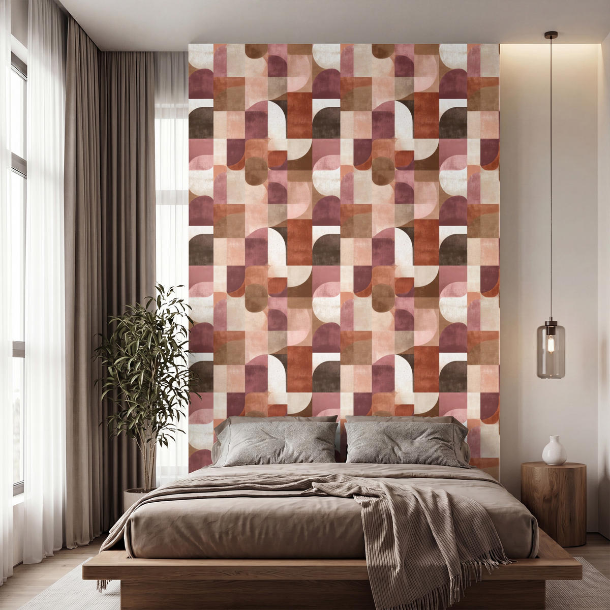 TAPETE - Geometrie - Modern - Retro - 160x280 cm - Multicolor, Papier (160/280cm) - OnlyWow