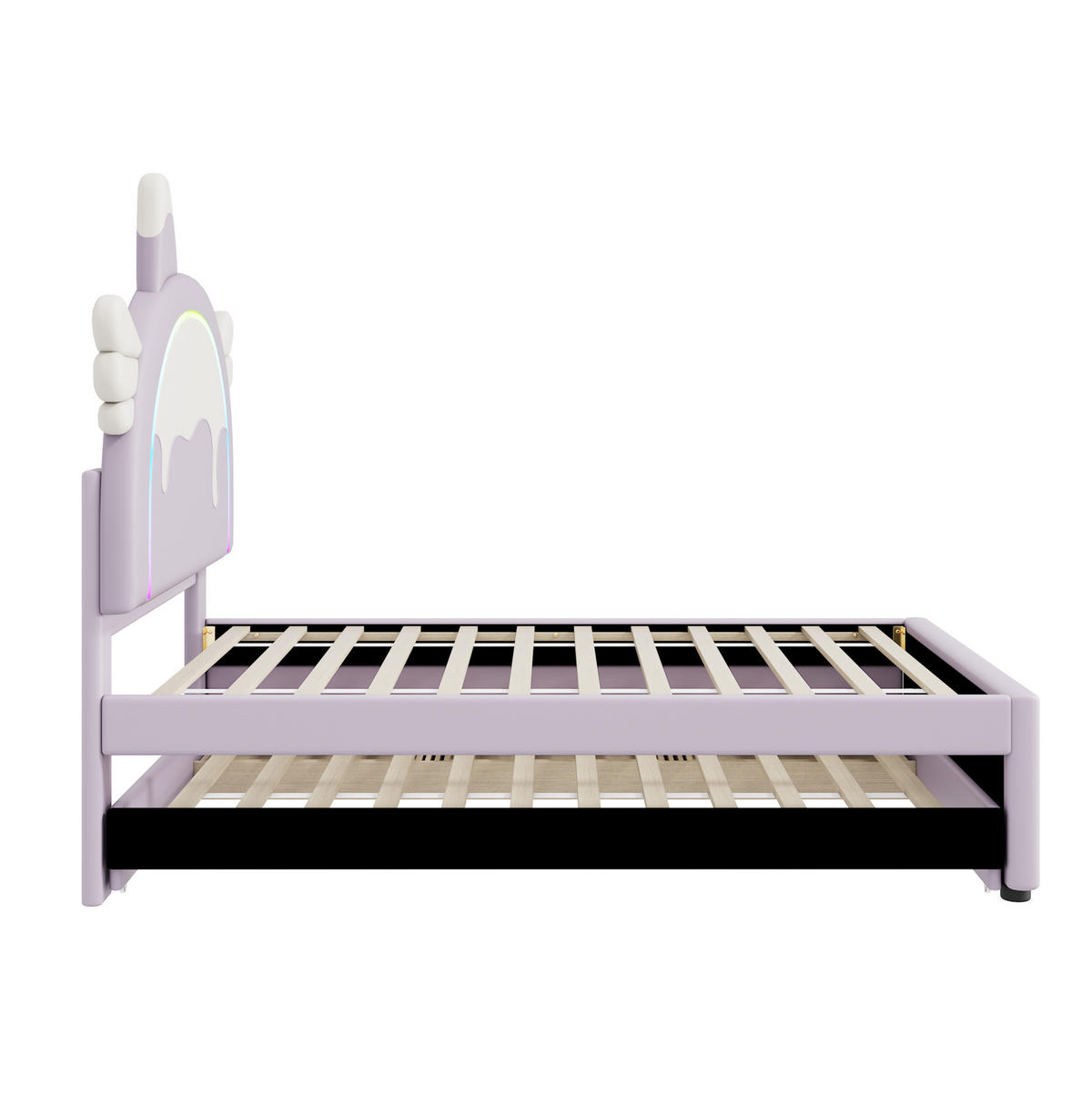 KINDERBETT mit ausziehbarem Rollbett 90x200 cm PU Violett - Lila, Holzwerkstoff (90/200cm) - Beauniv