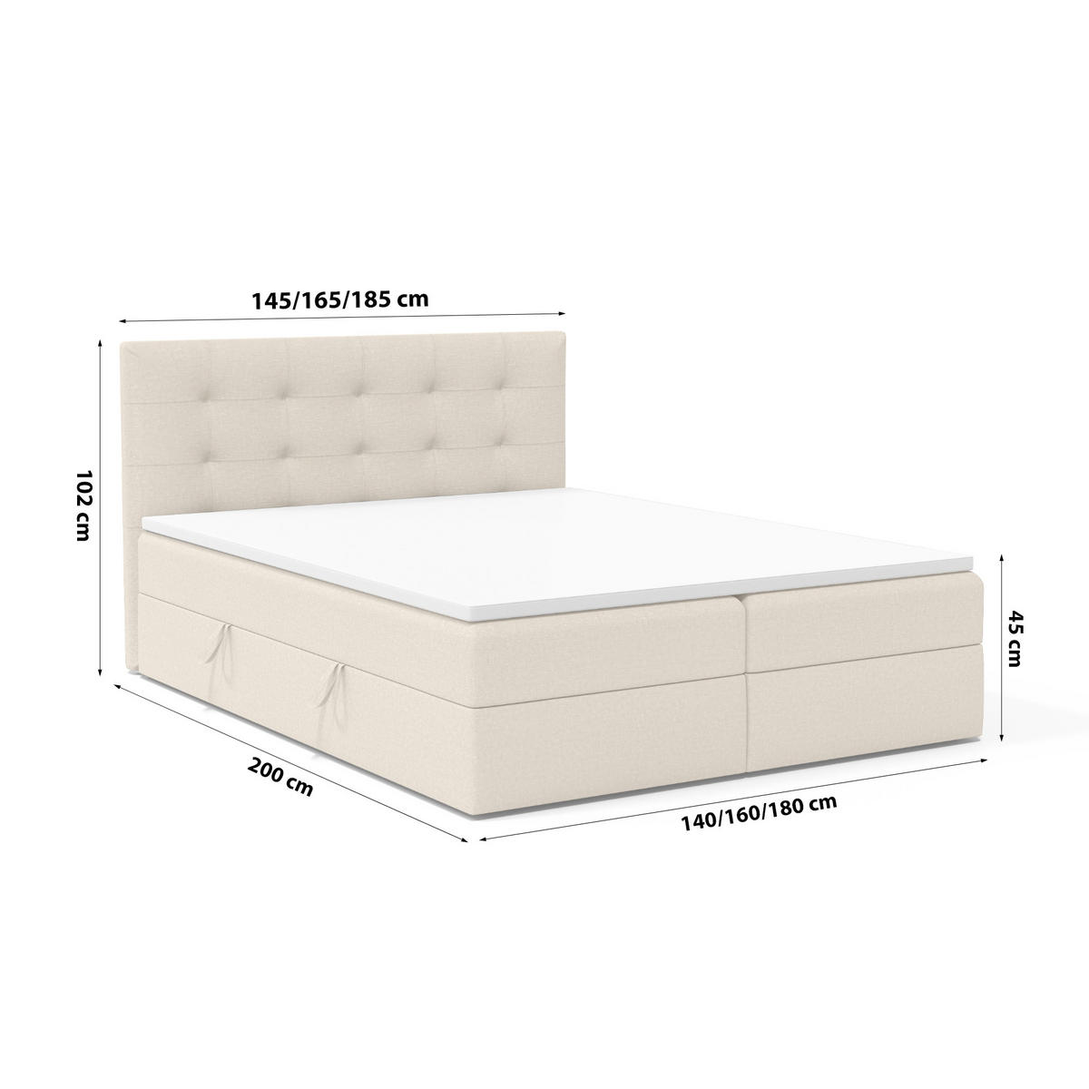 BOXBETT Doppelbett Kolumbo Hellbeige 160x200 cm - Beige, Textil (160/200cm) - Fedve