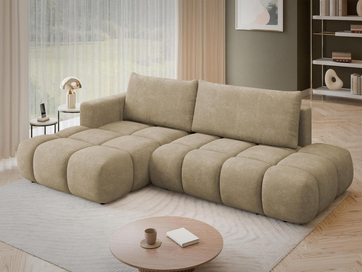 ECKSOFA Soffi, Seite: Links - Hellbraun/Schwarz, Holz/Kunststoff (283/166cm) - MIRJAN24