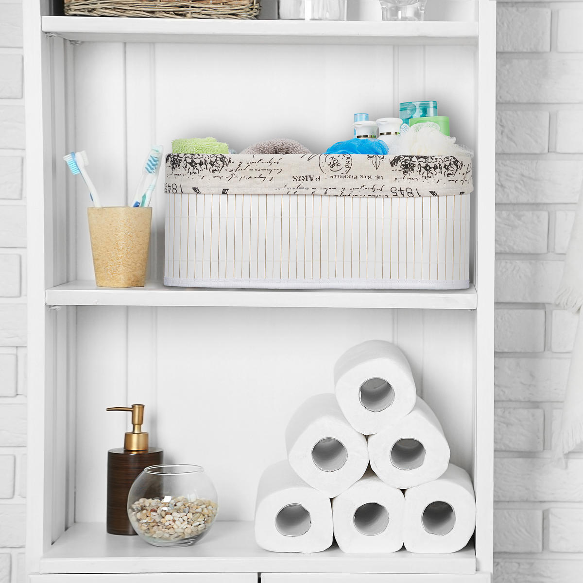 AUFBEWAHRUNGSKORB - Multicolor, Holz/Textil (38/16.5/28.5cm) - Relaxdays