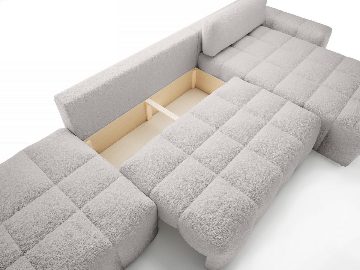 ECKSOFA mit Schlaffunktion Liptitz La, Hellgrau - Hellgrau, Textil (100/363cm) - Fedve