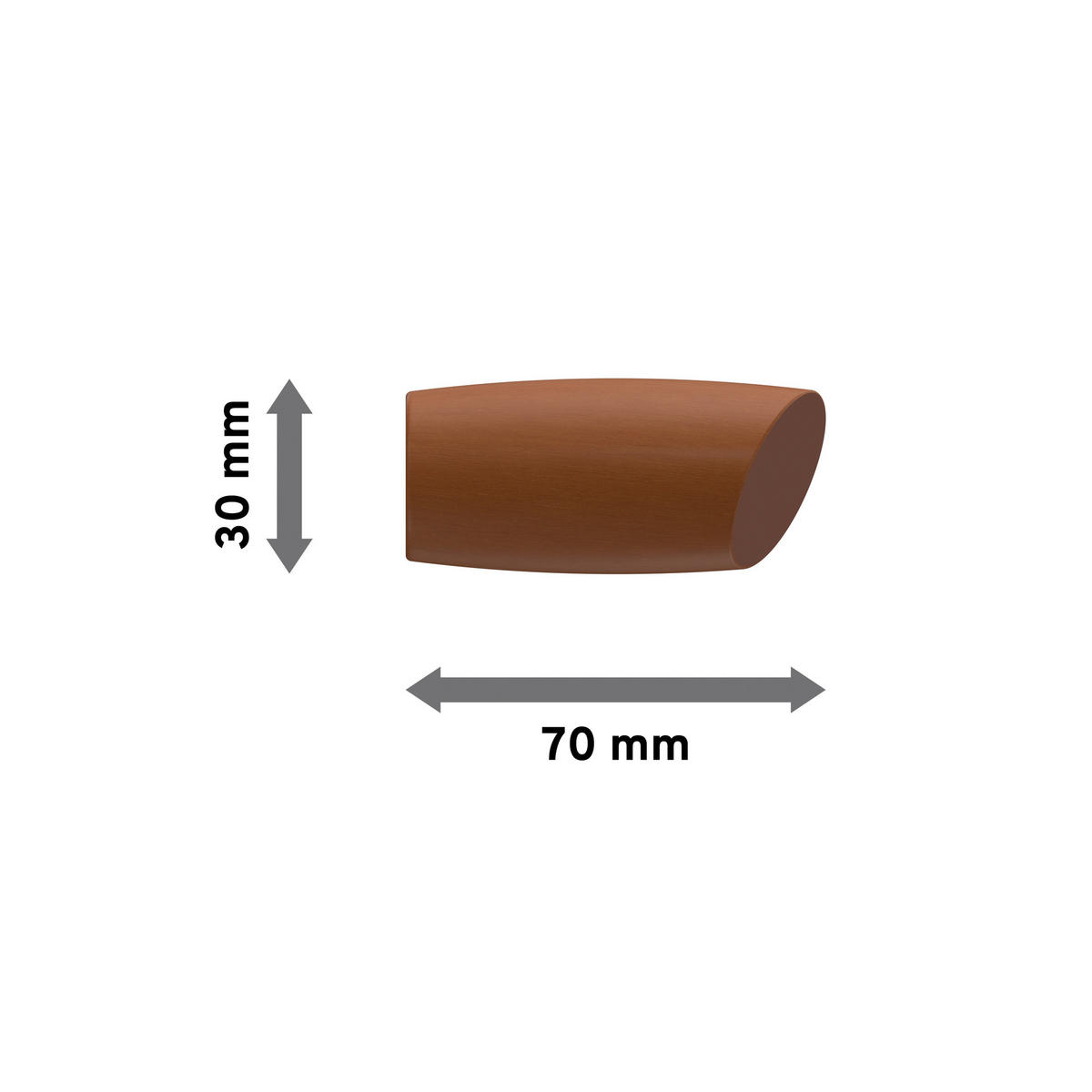 ENDSTÜCKE FÜR GARDINENSTANGEN 20 mm Ø, Etta Kirschbaum, Packung 2 Stück - Kirschbaumfarben, Holz (7/3/3cm) - INTERDECO