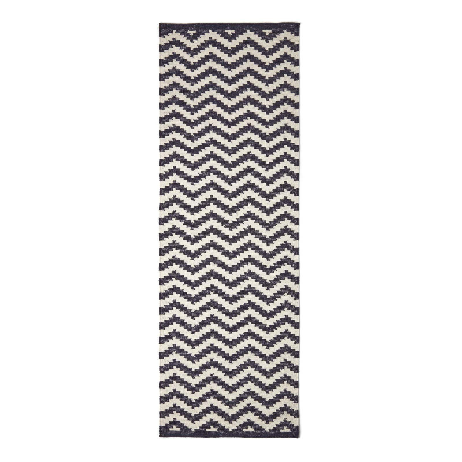 KELIM-TEPPICHLÄUFER Casablanca handgewebt 66/200 cm - Dunkelblau, Textil (66/200cm) - Homescapes