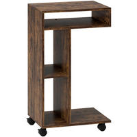 BEISTELLTISCH aus melaminbeschichteter Spanplatte 30x40x69 cm Rustikalbraun mit 4 Rollen, 3 Fächern und C-Form - Braun, Holz (40/30/69cm) - Modfu