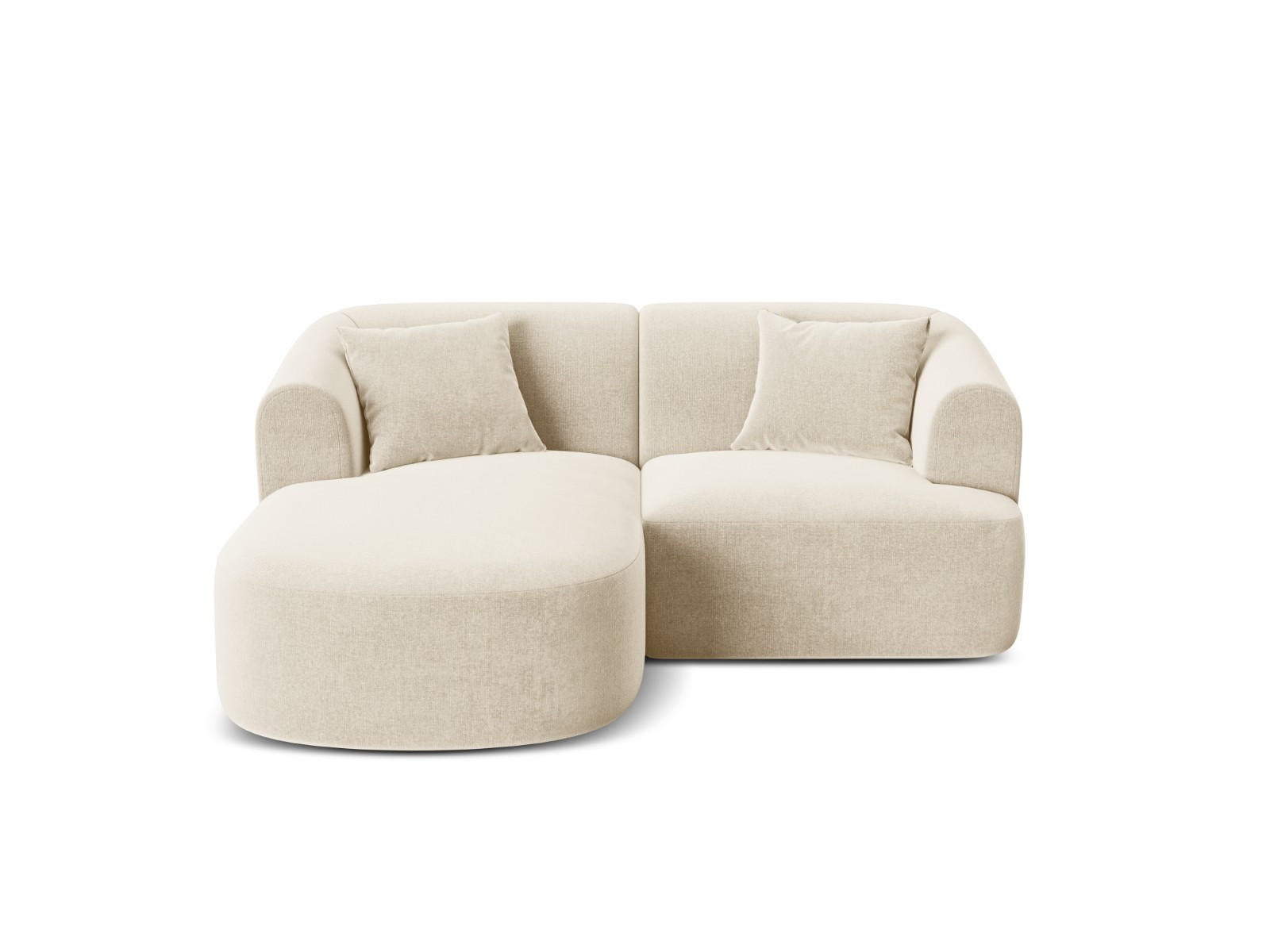 MODULARES-ECKSOFA links Campi aus Samt leichtes beige 3 Sitzplätze - Creme, Textil (156/180cm) - Cosmopolitan Design