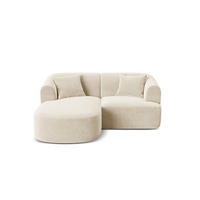 MODULARES-ECKSOFA links Campi aus Samt leichtes beige 3 Sitzplätze - Creme, Textil (156/180cm) - Cosmopolitan Design