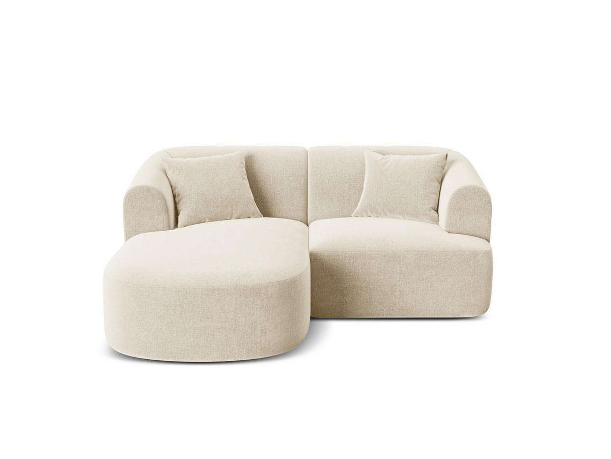 MODULARES-ECKSOFA links Campi aus Samt leichtes beige 3 Sitzplätze - Creme, Textil (156/180cm) - Cosmopolitan Design