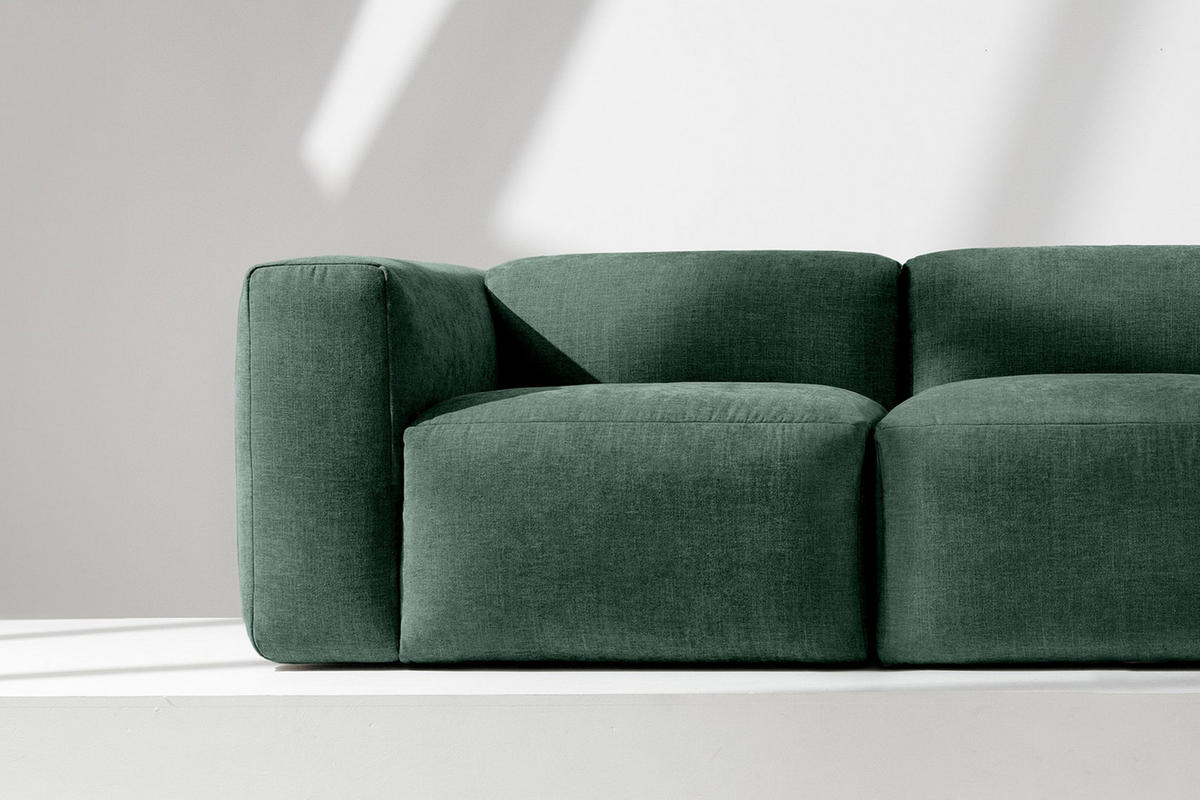 3-SITZER-MODULSOFA BUFFO mit extrem weicher und bequemer Sitzfläche, Gewebestoff, maritim - Grün, Textil (290/73/96cm) - KONSIMO®