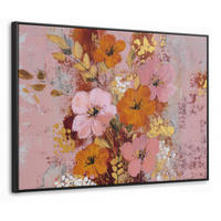 LEINWAND Bilder mit Rahmen - Malerei - Blumen - Rustikal - Rosa - 100x70 - Altrosa, Textil (100/70cm) - MuchoWow