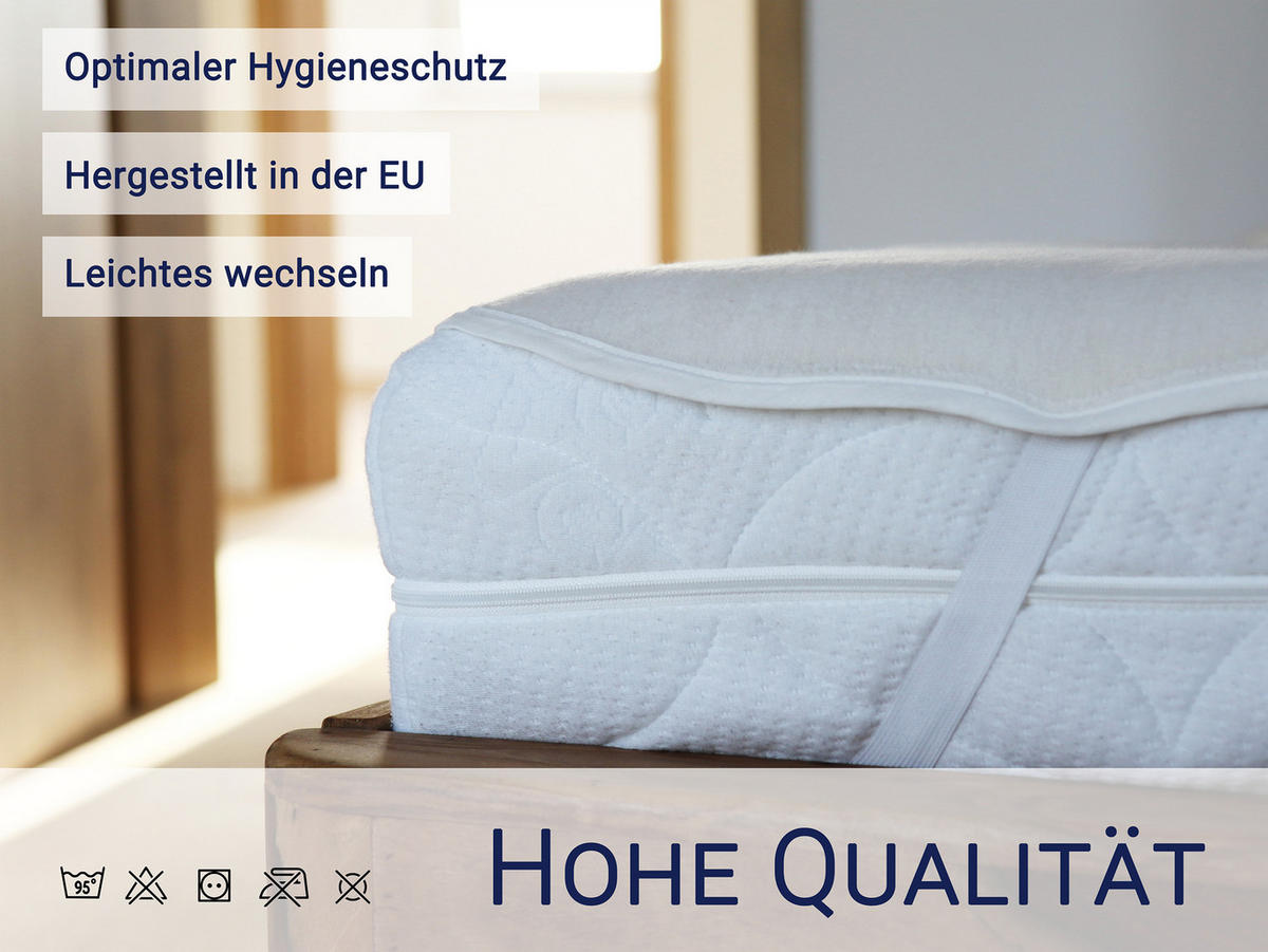 MATRATZENAUFLAGE, 120x200 cm, 100% Baumwolle, Weiß - Weiß, Textil (120/200cm) - Zollner