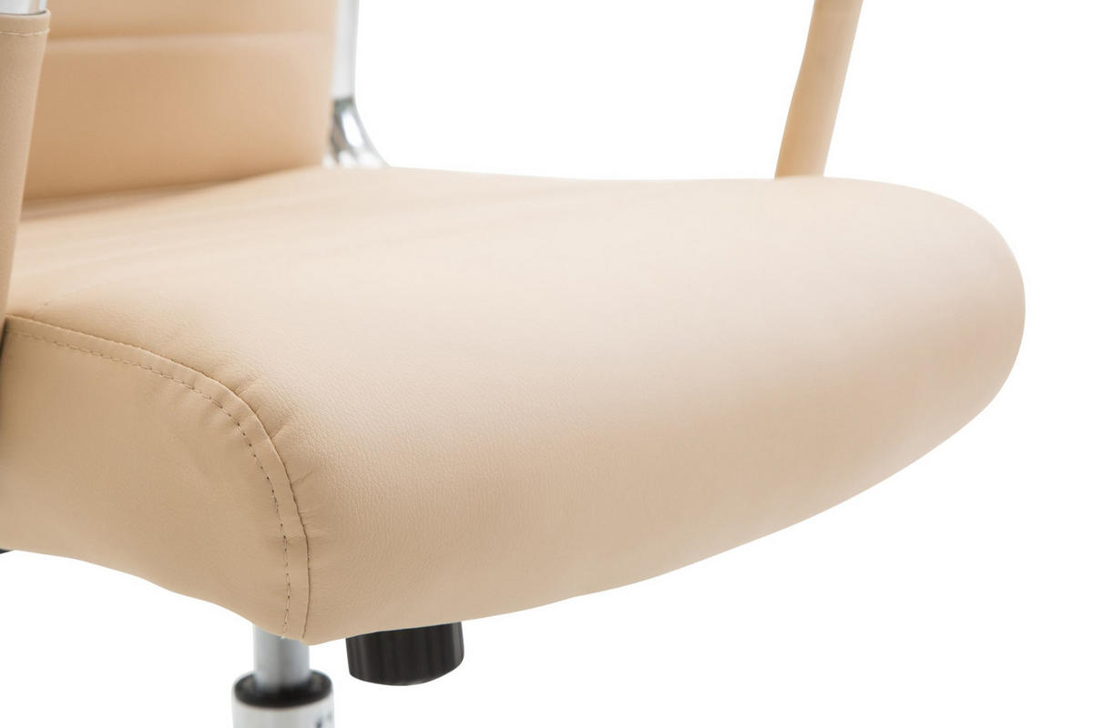 DREHSTUHL Lederlook creme - Chromfarben/Creme, Textil/Metall (58/105/66cm) - CLP