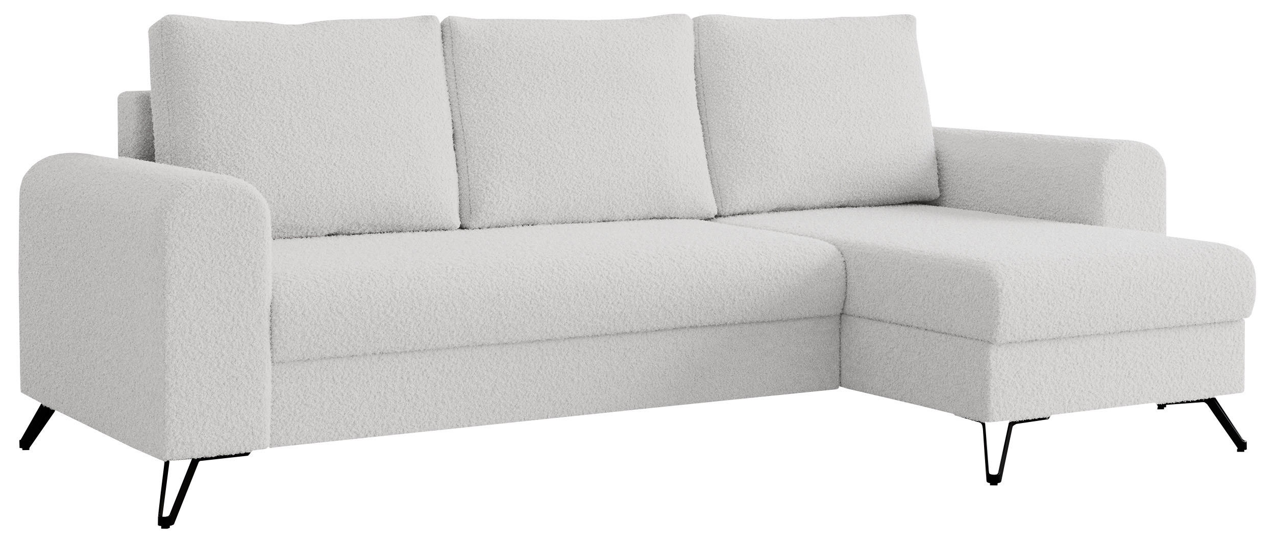 ECKSOFA Hugo Boucle Weiß - Schwarz/Weiß, Textil/Metall (242/140cm) - MKS