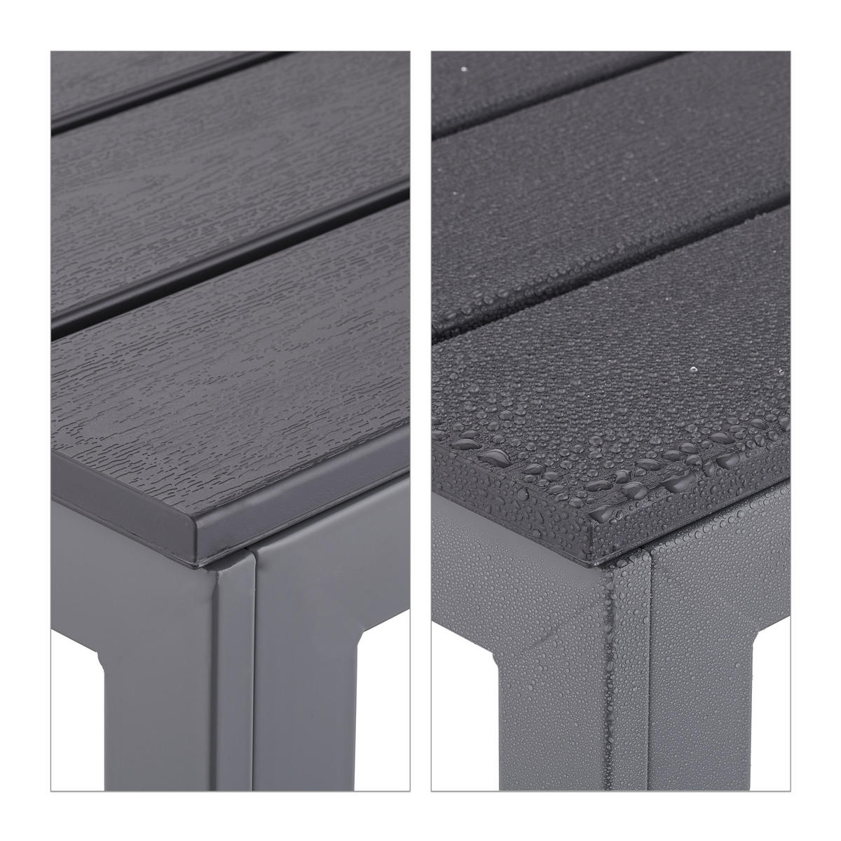 GARTENTISCH - Grau, Kunststoff/Metall (78/78/74cm) - Relaxdays