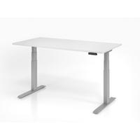SCHREIBTISCH Basic in Weiß und Silber elektrisch höhenverstellbar 160 cm breit - Weiß, Holzwerkstoff (80/160/129cm)