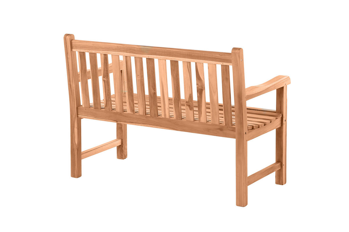 GARTENBANK Teaka 2-Sitzer mit Rücken- und Armlehne, 120 cm,Teakholz - Naturfarben, Holz (120/92/63cm) - TPFGarden