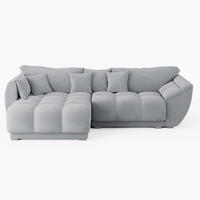ECKSOFA LARGO Links Hellgrau Velours-Stoff L-Form Couch mit Schlaffunktion & Bettkasten - Hellgrau/Schwarz, Holz (180/285cm) - Barchello