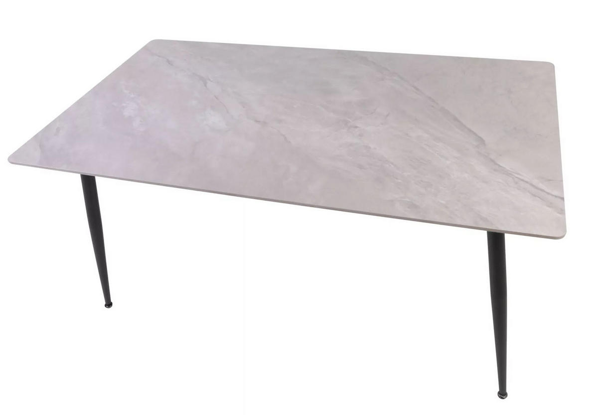 ESSTISCH Rion Marmor Grau 160 / 90 / 76cm - Schwarz/Grau, Holz/Keramik (90/160/76cm) - Feldmann-Wohnen